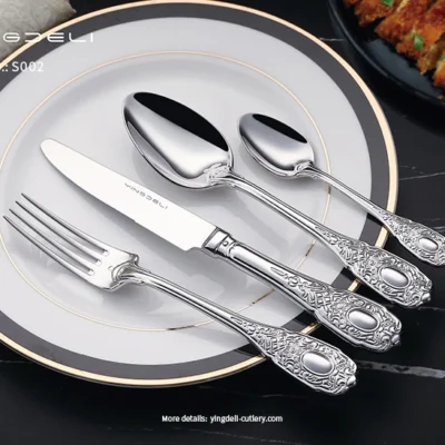 lüks çelik mutfak çatal bıçak seti sofra takımı seti bıçak kaşık çatal